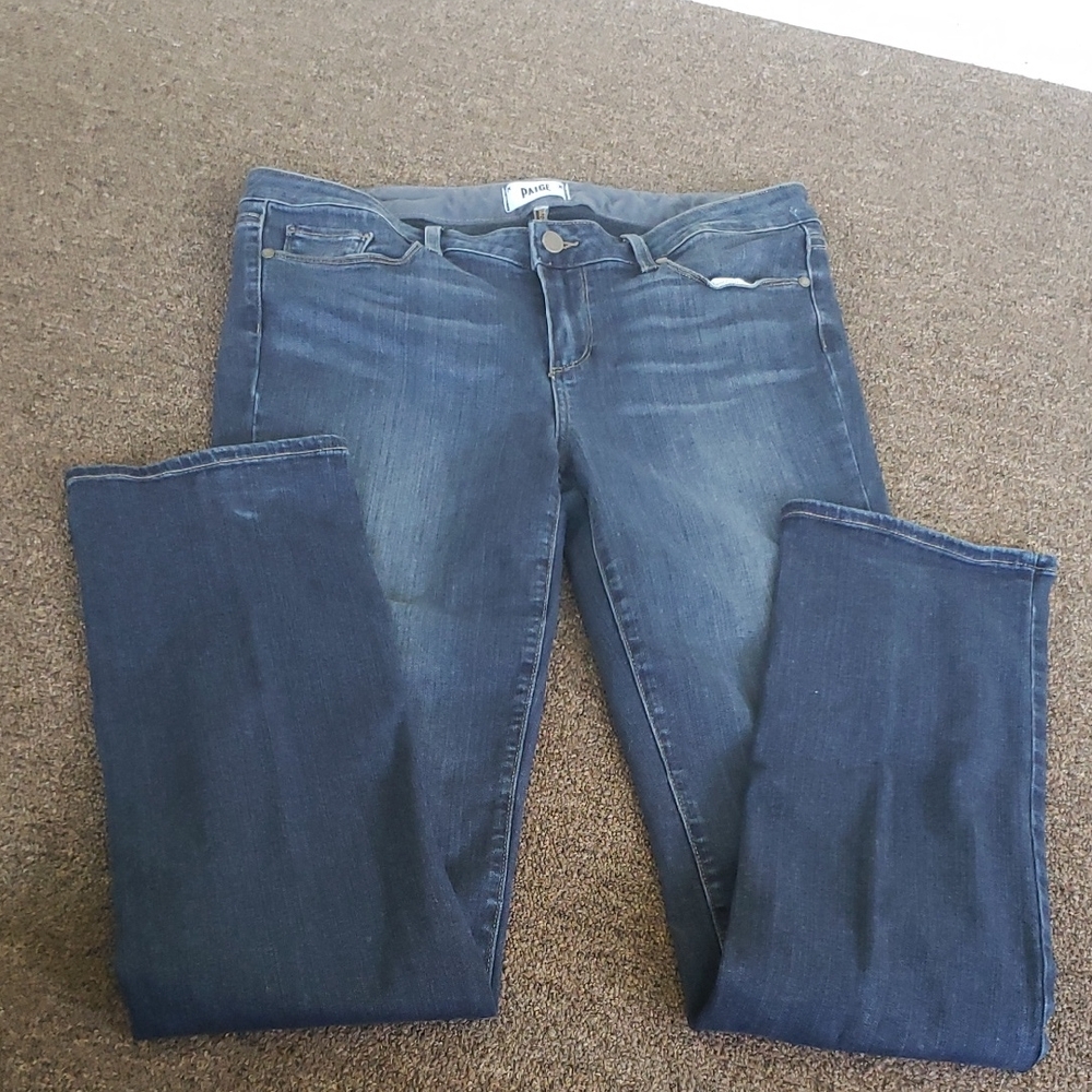 PAIGE SKYLINE STRAIGHT Dark Blue Women's Denim Jeans